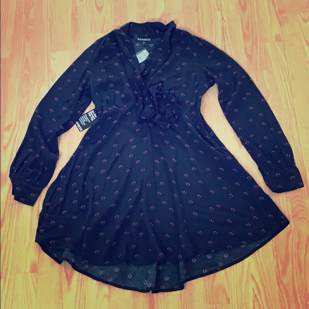 Express S, short black dress with neck tie